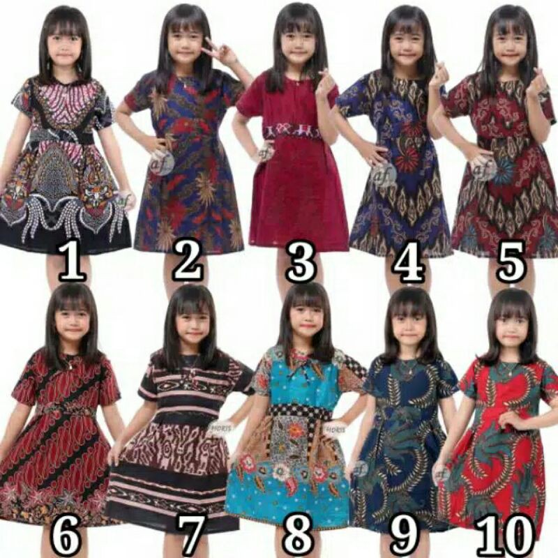 Dress batik Anak 2 sampai 10 Tahun - Baju batik Anak Perempuan Harga Grosir - (COD) bisa ecer