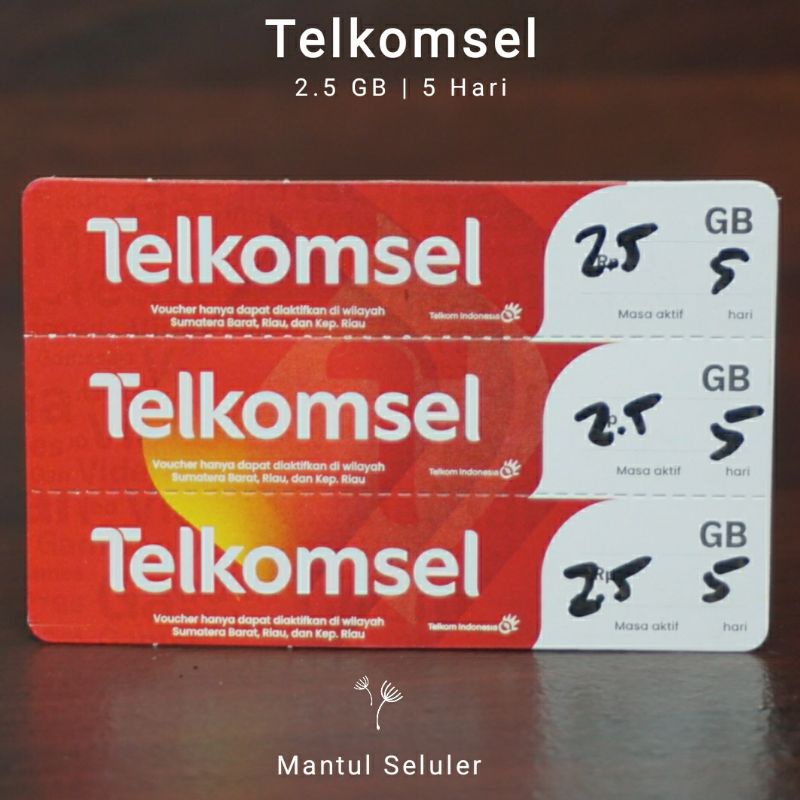 Voucher Telkomsel 2.5 GB 5 Hari Zona 2 Sumbar /Sumbagteng