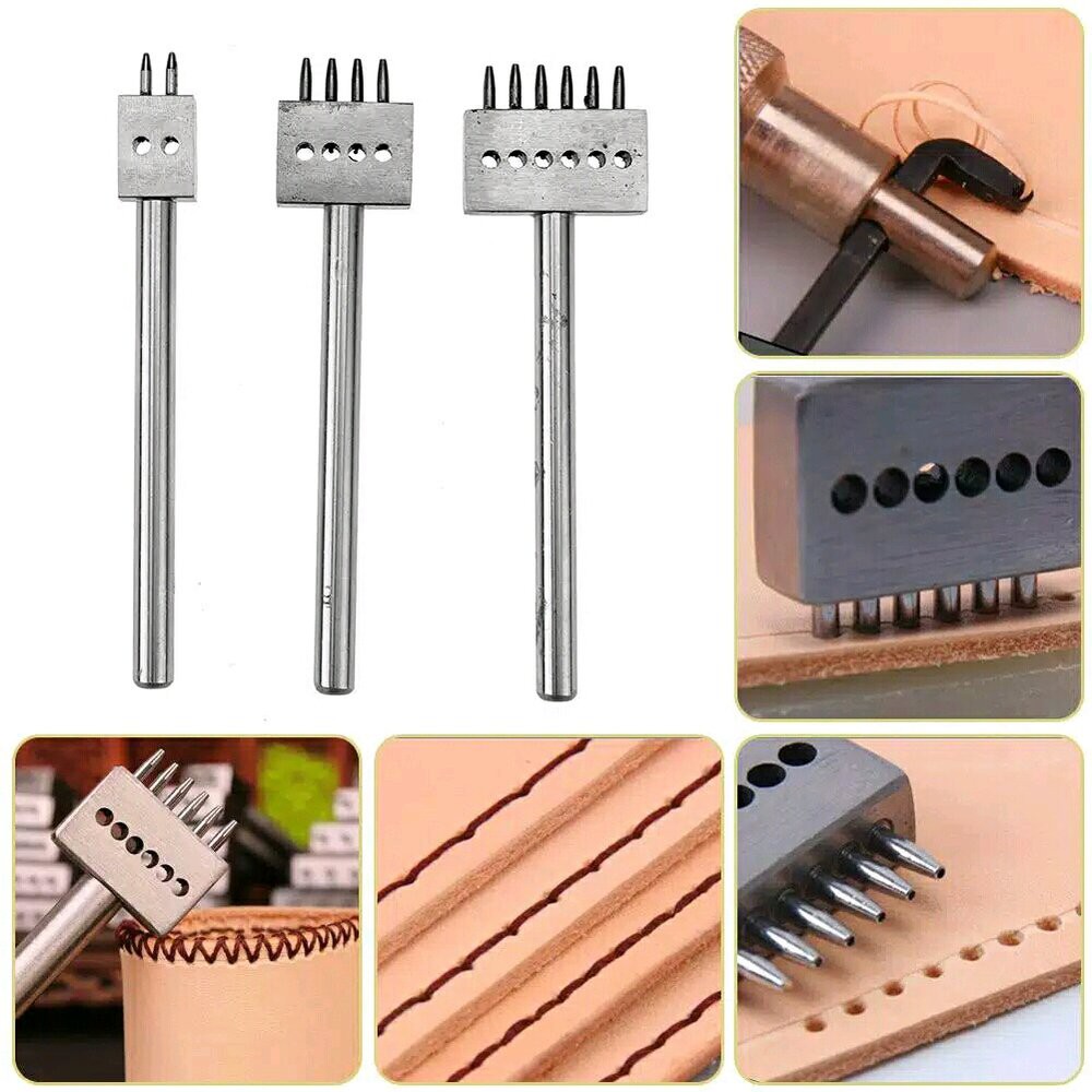

Hole Punch Alat Kerajinan Kulit Pembolong Pelubang Kulit DIY Set 3pcs Lacing Stitching Holepunch
