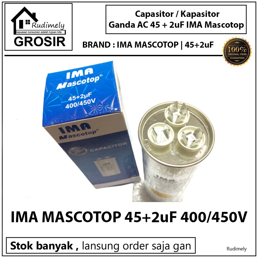 GROSIR Kapasitor AC IMA 45+2 uf Capasitor IMA 45+2 uf