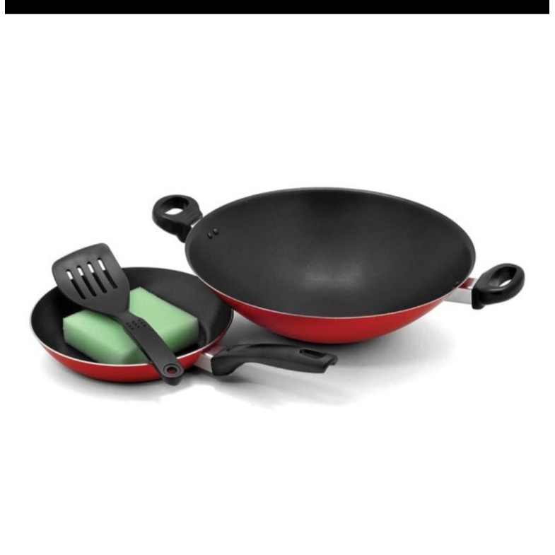 Maxim Valentino 2pcs set Teflon Wajan 30cm&amp; Frypan 22cm + Free