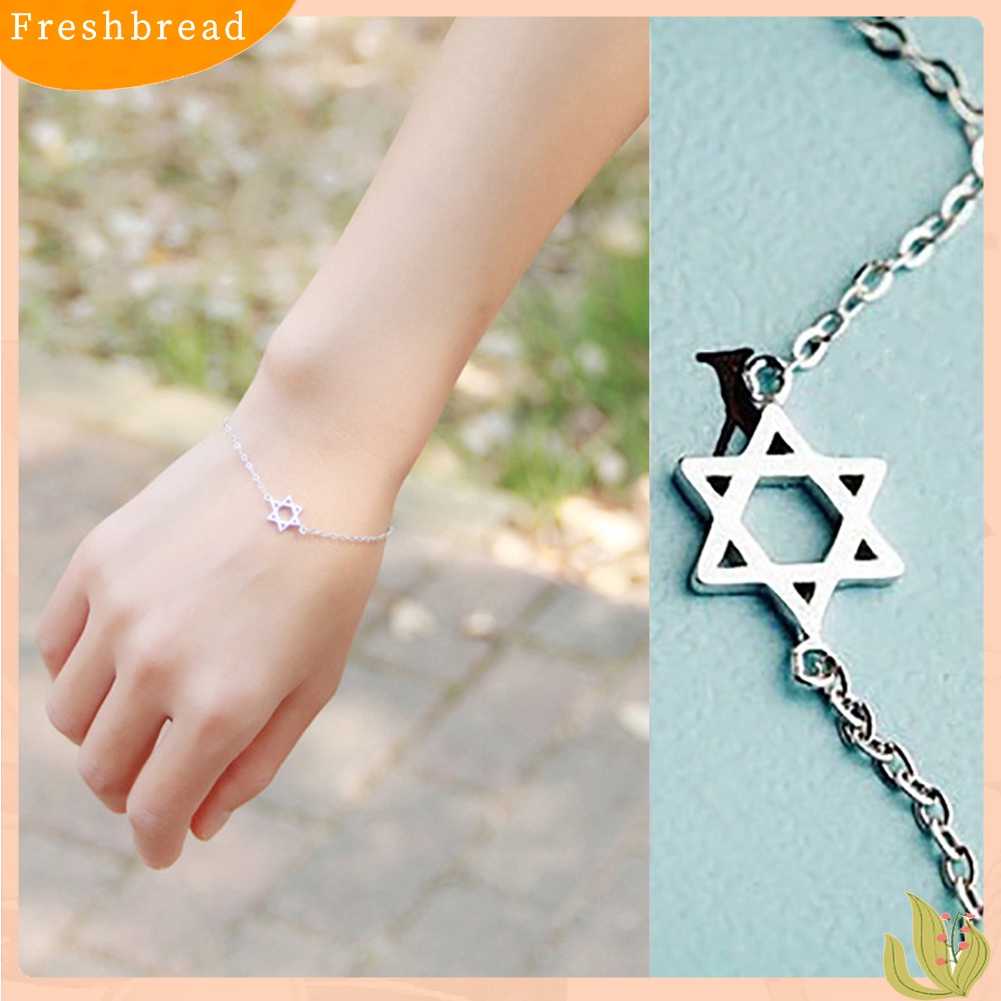 Terlaris Fashion Women Brushed Hollow Hexagram Bracelet Lucky Wishing Star Jewelry Gift