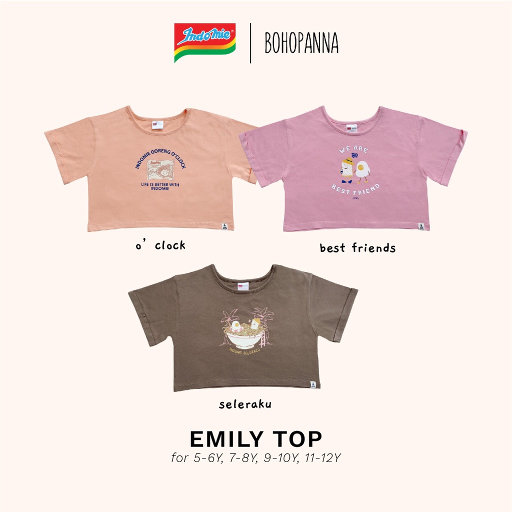 Bohopanna - Emily Crop Top X Indomie / Atasan Anak Perempuan