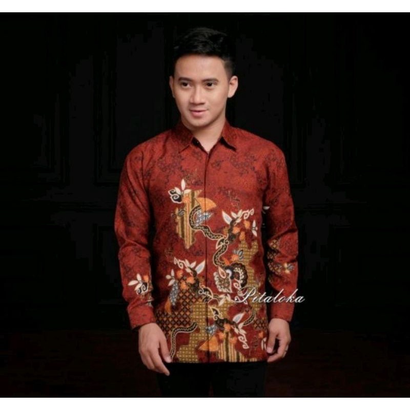 Hem batik sutra semi sutera lengan panjang