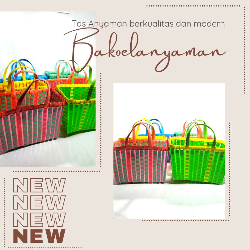 Tas Anyaman Belanja Bahan Kaca/Keranjang Anyaman/Tas Serbaguna