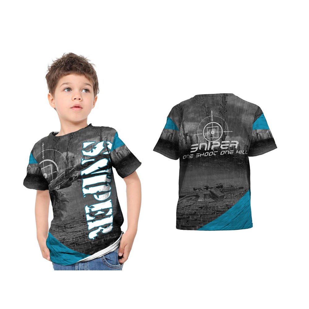 [TiniShop] T-shirt Anak Army Murah / Kaos Anak SNIPER 3D FullPrint / Baju Atasan Anak