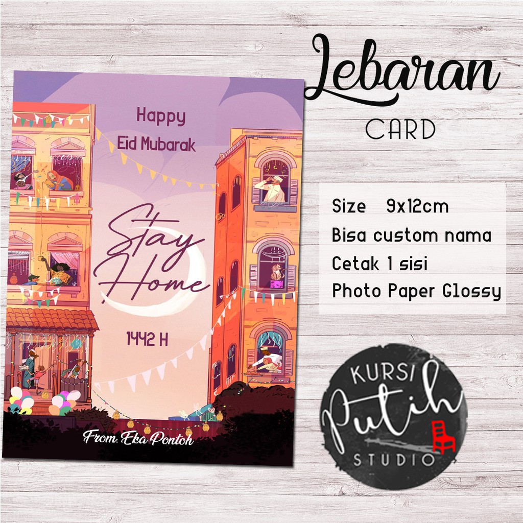 

Kartu lebaran / kartu ucapan / kartu idul fitri tanpa amplop motif urban city