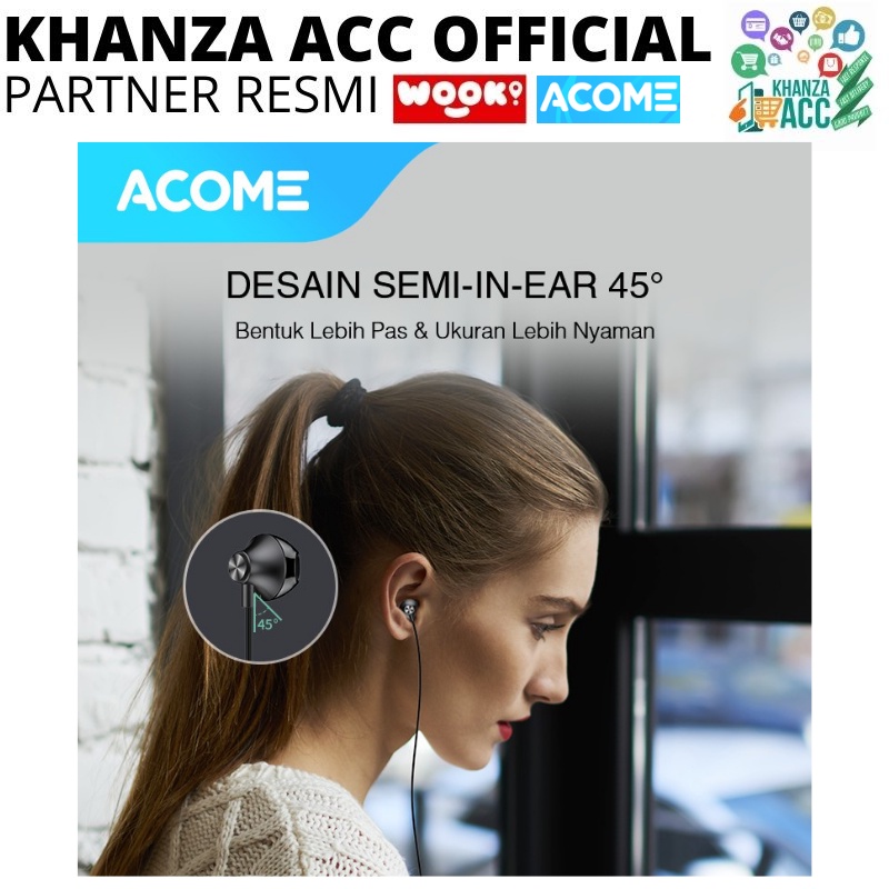 KHANZAACC ACOME AW05 Wired Earphone Semi In Ear Headset Super Bass