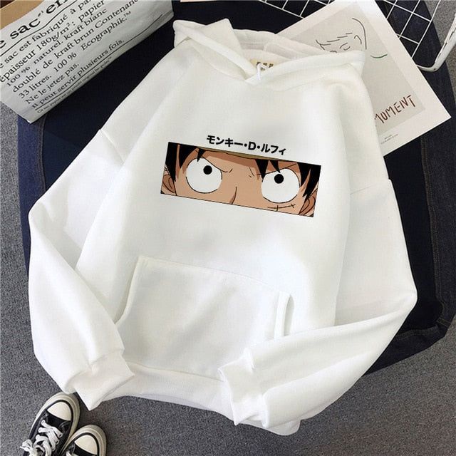 Sweater Hoodie LUFFY EYES Jumper Anime ONE PIECE Pria Wanita Bahan Fleece Size S M L XL XXL XXXL