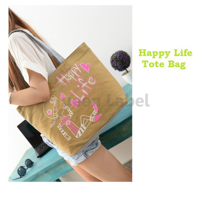 

Queen Label - Happy Life Canvas Tote Bag