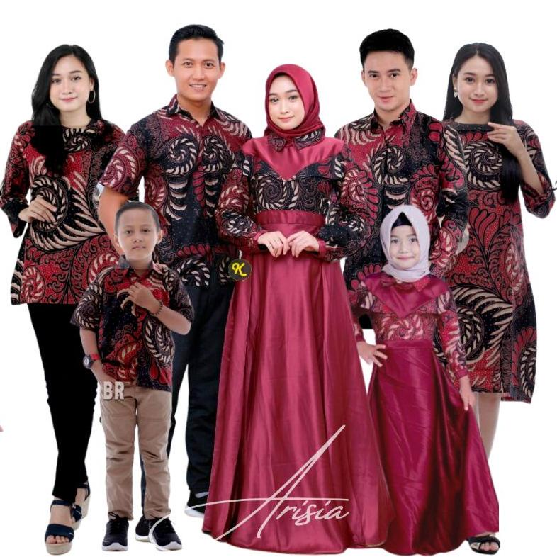 COD Batik couple keluarga modern terbaru set couple batik keluarga gamis jumbo velvet maroon termura