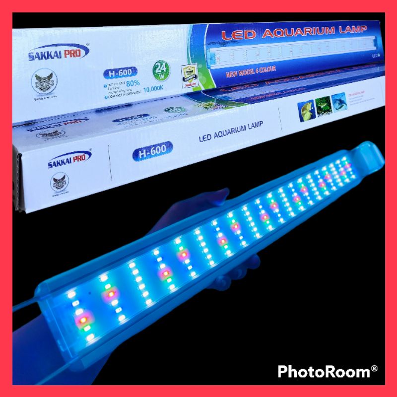 Lampu Led Aquarium SAKKAI PRO H-600 RGBW 24watt Led 6 Baris Aquarium 60-80cm Aquascape Lampu Gantung Lampu Atas