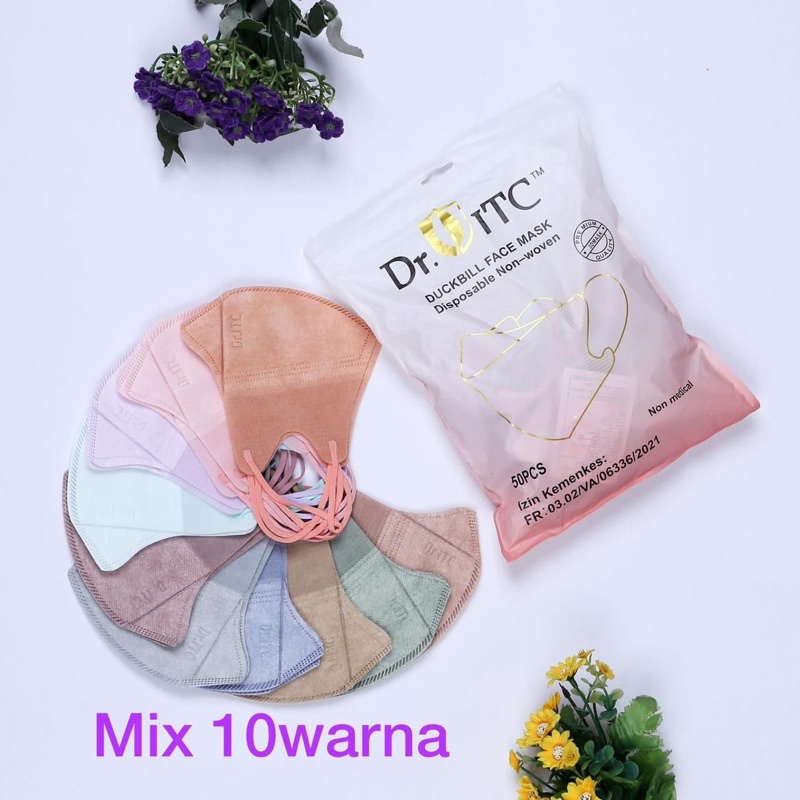 MASKER DUCKBIL Y&B MIX WARNA WARNI (50pcs)-Warna(ITC)
