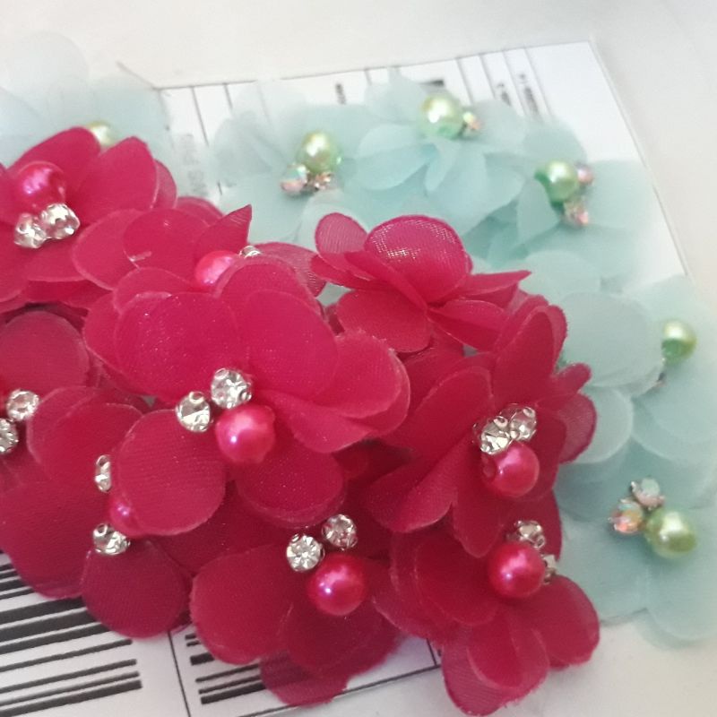 BUNGA 3D ORGANZA FANTA 3cm-BUNGA JAHIT ORGANZA