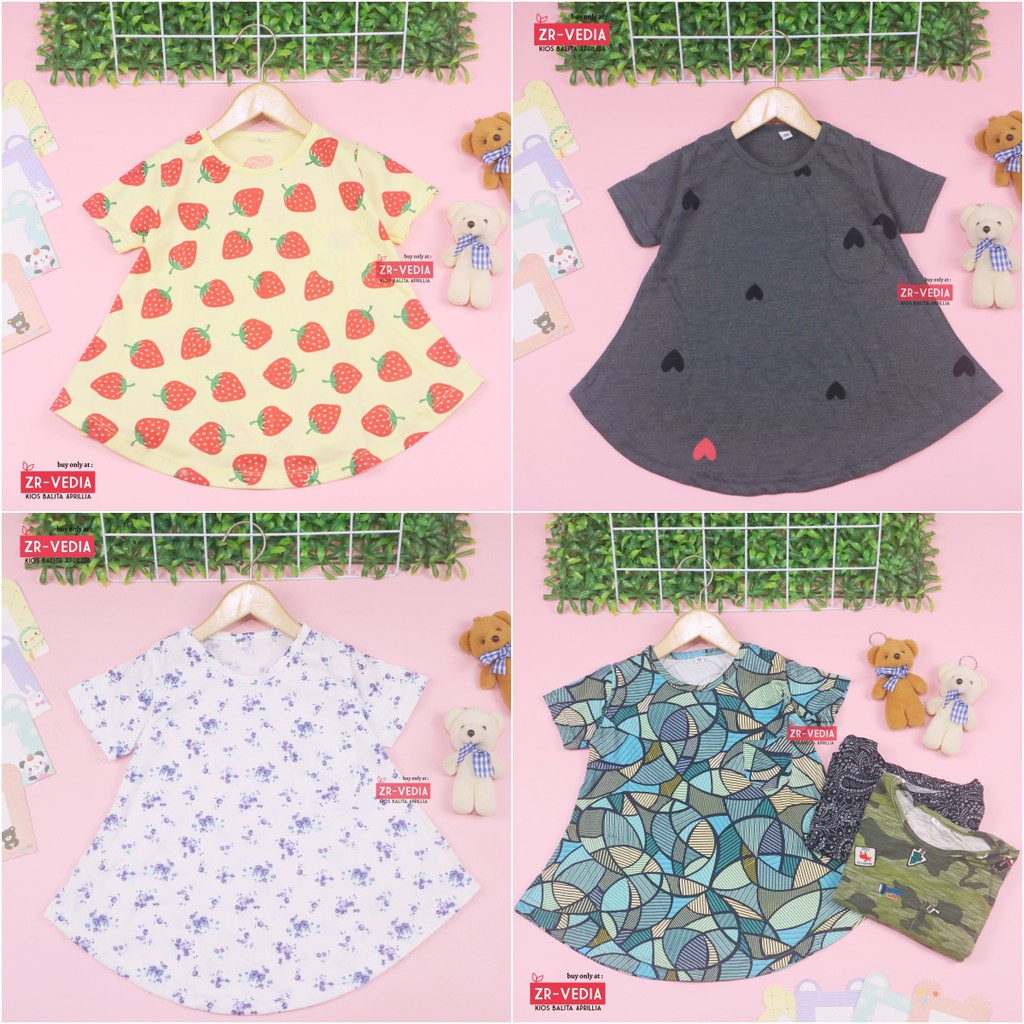 Kaos Moonella uk. 1-5 Tahun / Baju Anak Perempuan Bahan Kaos Cewek Lengan Pendek Murah Import Tshirt