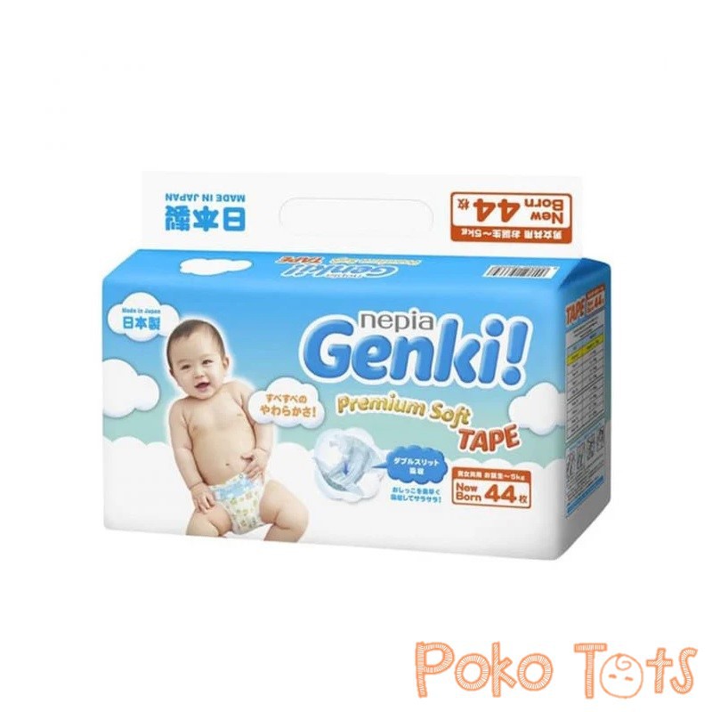 Nepia Genki NB44 Premium Soft Diapers Tape Size Newborn Isi 44