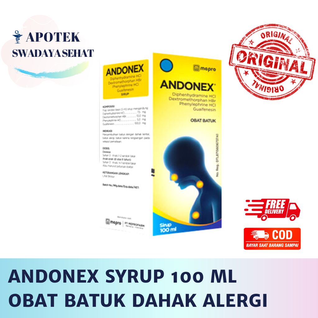 ANDONEX Syrup 100 ML - Obat Batuk Dahak Alergi Sirup 60 ML