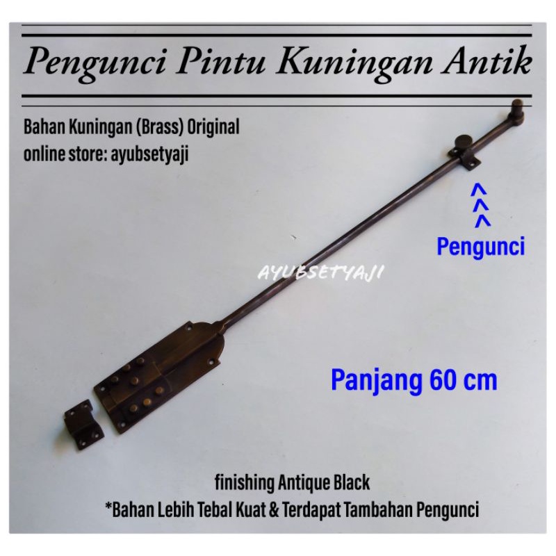 Grendel Panjang 60cm Kuningan Gembok Pintu Batavia 60 cm Kuningan Protugis Grendel 60cm antik Panjan