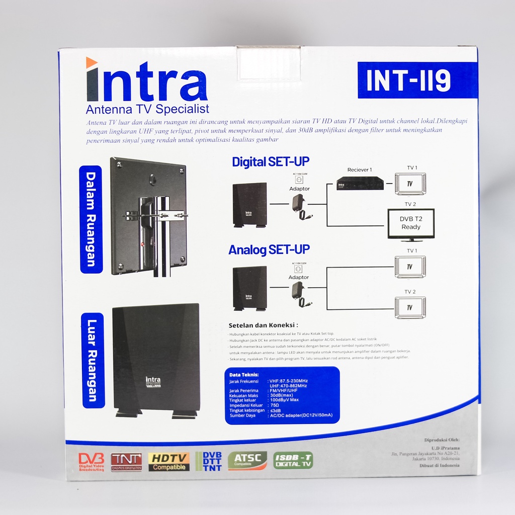 Antena Intra Int-119 bisa 2 tv Digital Outdoor n Indoor TV LCD LED INT 119 Bisa untuk STB DIgital TV Receiver