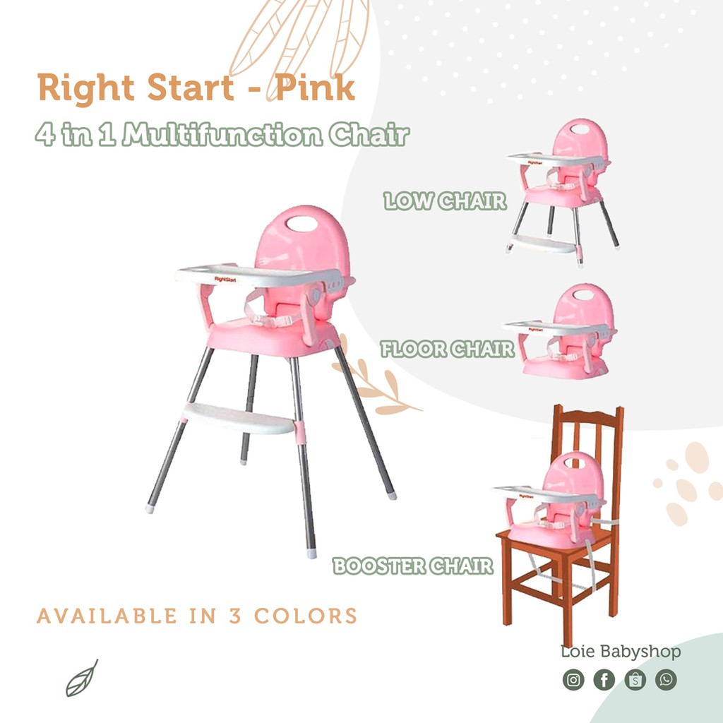 Right Start 4in1 Baby High Chair – Pink