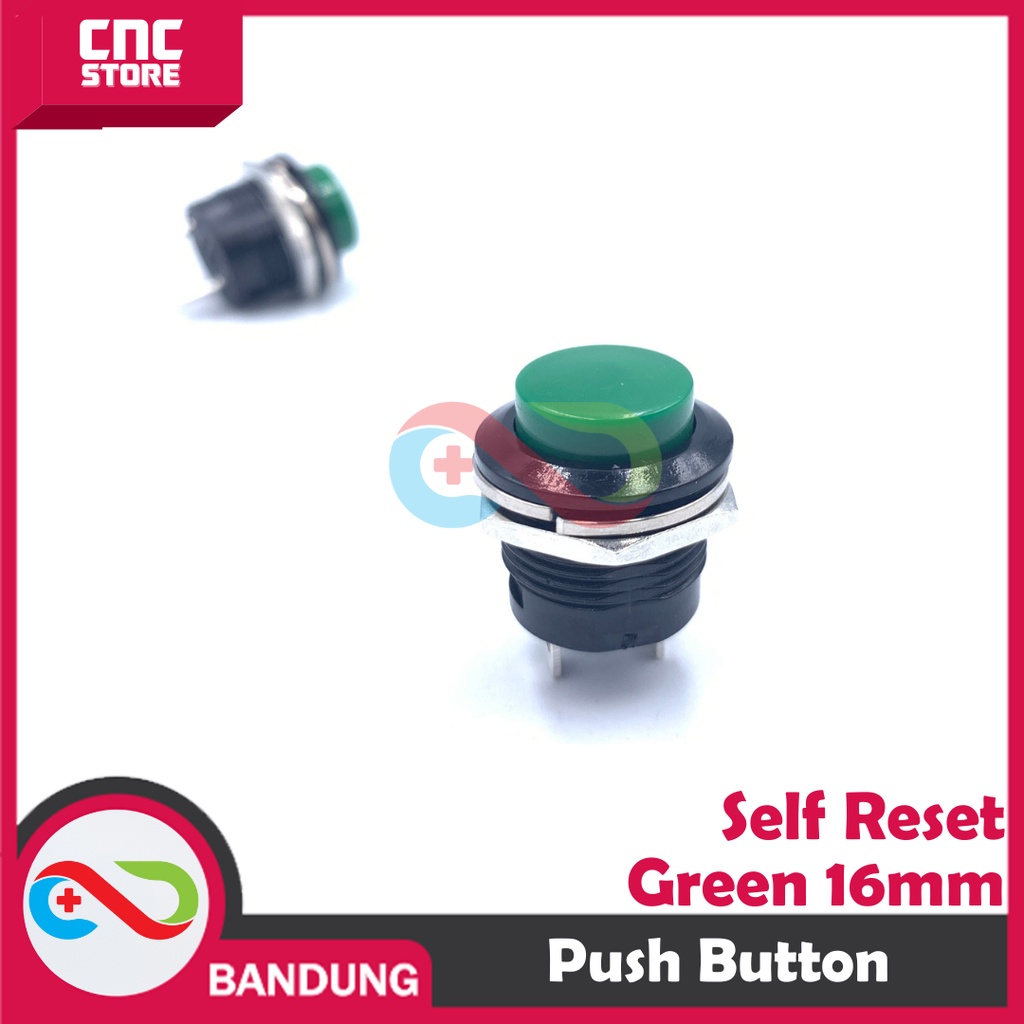 PUSH BUTTON NON LOCKING 16MM SELF RESET WARNA HIJAU