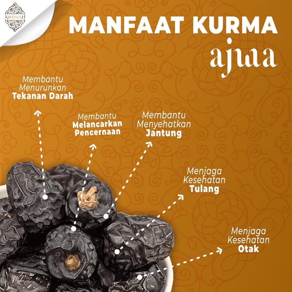 Kurma Ajwa Premium "Al-Ashimah" Grade A Asli Madinah - 1000 gram