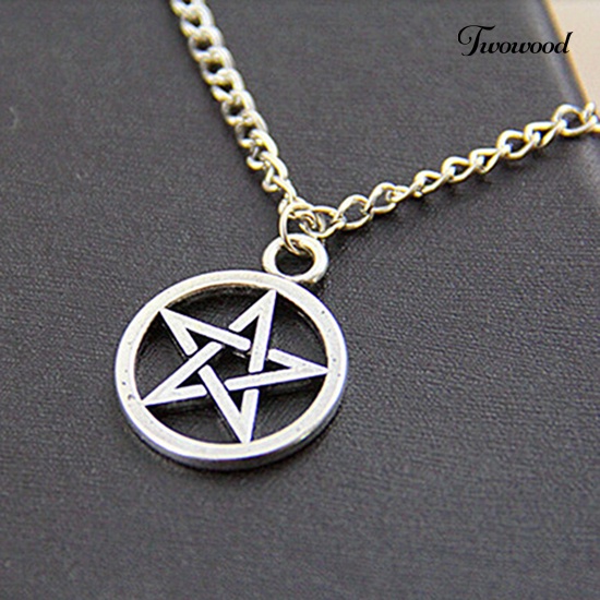 Kalung Dengan Liontin Bintang Pentagram Model Hollow Untuk Pria Dan Wanita