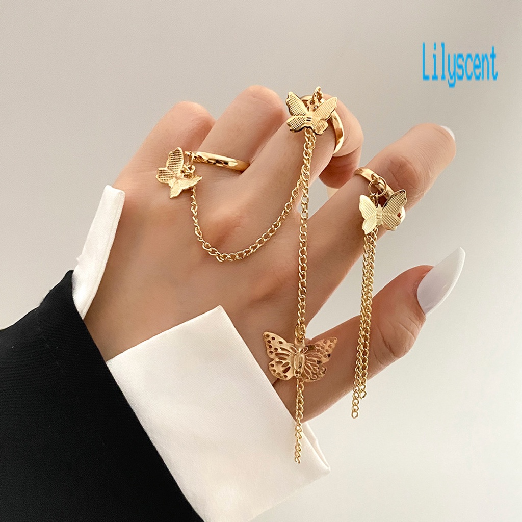 Lily 1 Set Cincin Rantai Artistik Bahan Alloy Untuk Wanita