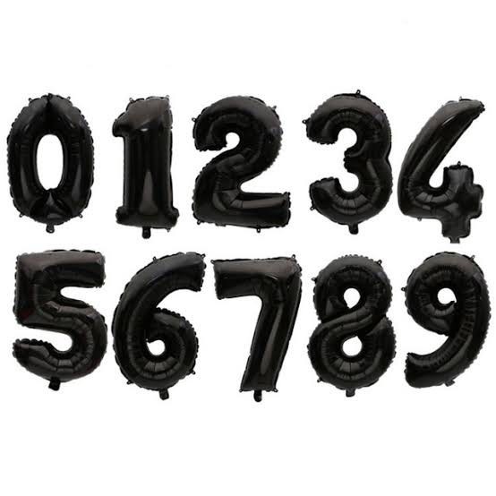 Balon Angka Hitam  / Balon Umur / Balon Foil Angka Hitam / Balon Angka / Foil Angka