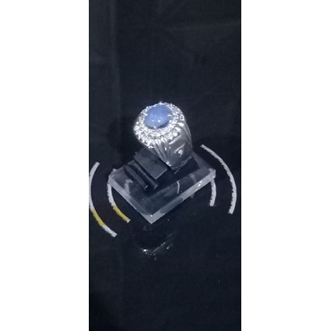 Cincin Perak Asli Mata Natural Blue Safir Srilanka No Heated