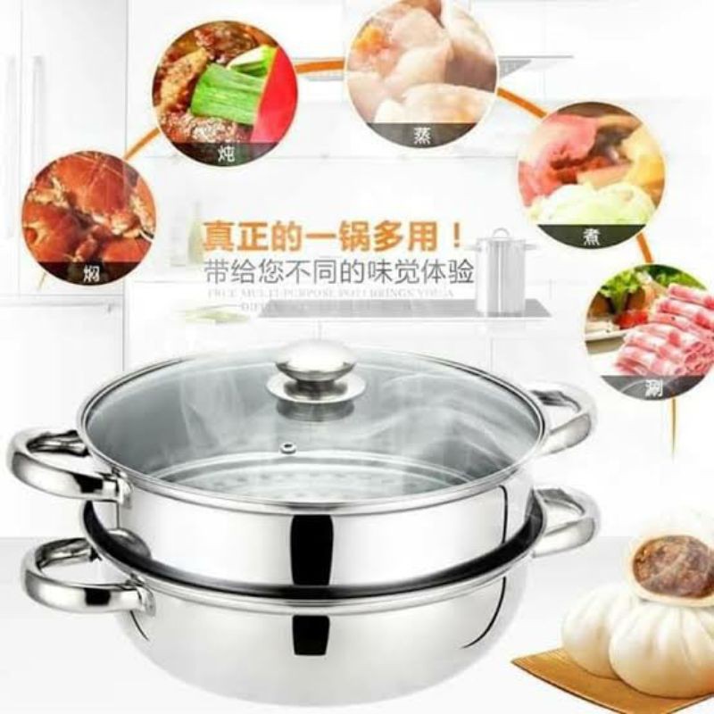 STEAMER POT 2 SUSUN / PANCI KUKUS 2 TINGKAT / PANCI SIOMAY / SOUP POT 2 SUSUN