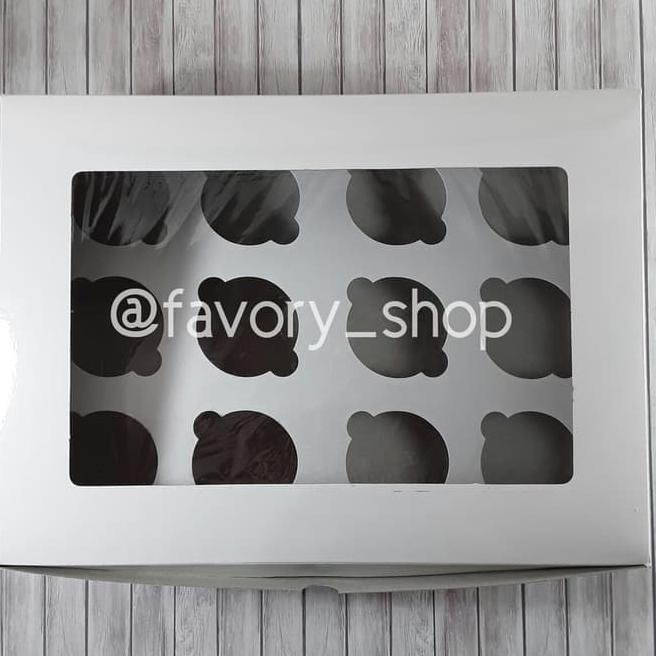 

o579 dus cupcake lubang 12 putih / box kemasan kue cupcake muffin 433r