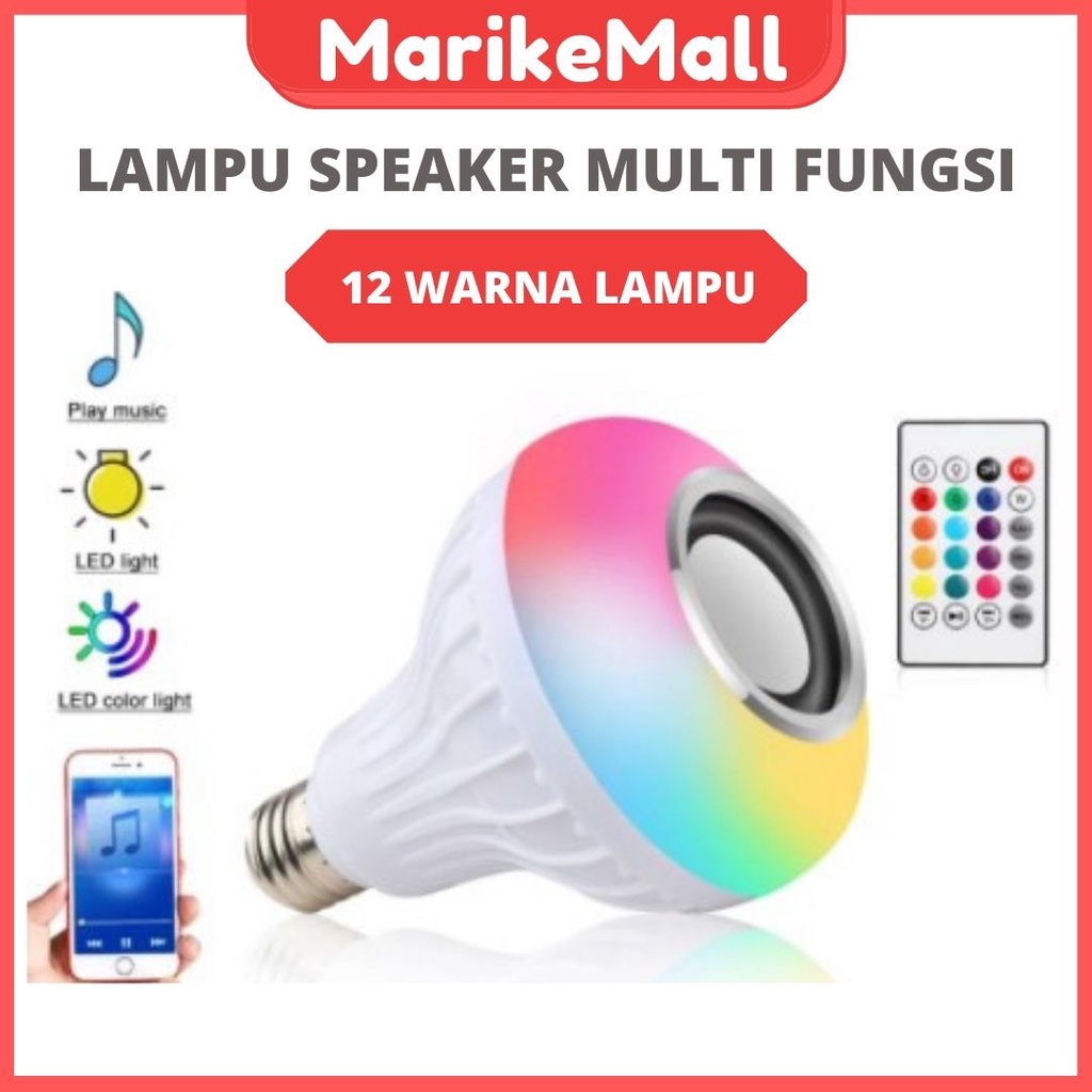 Lampu + Speaker Bluetooth 2in1 BOHLAM 12w LED Disco RGBW Remote Control 12watt Music RGB Party Lamp 