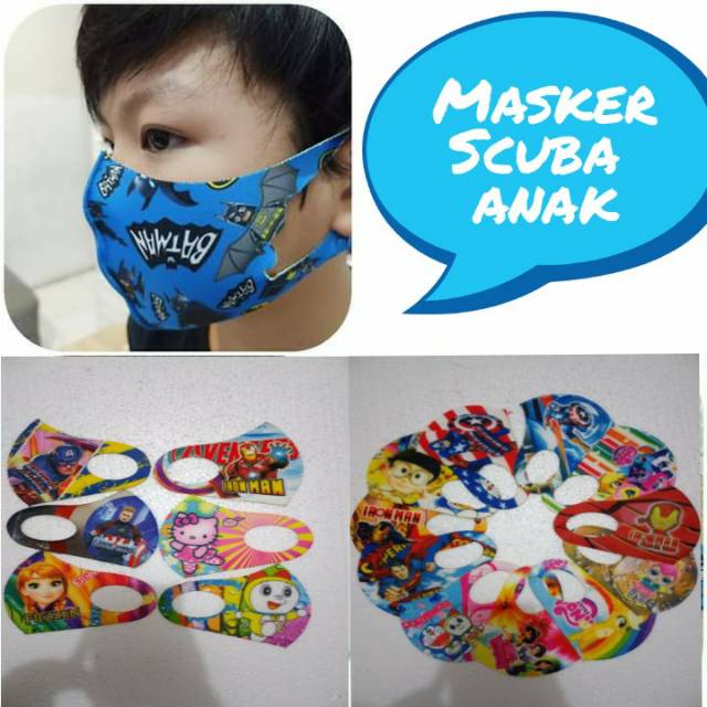 MASKER SCUBA ANAK MOTIF LUCU / MASKER ANAK / MASKER ANTI BAKTERI