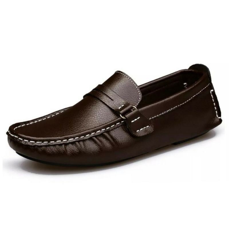 Sepatu Slop Kulit Asli Pria ENOZ Javier Slip On Casual Santai Mocasin Bloes Murah Hitam Coklat