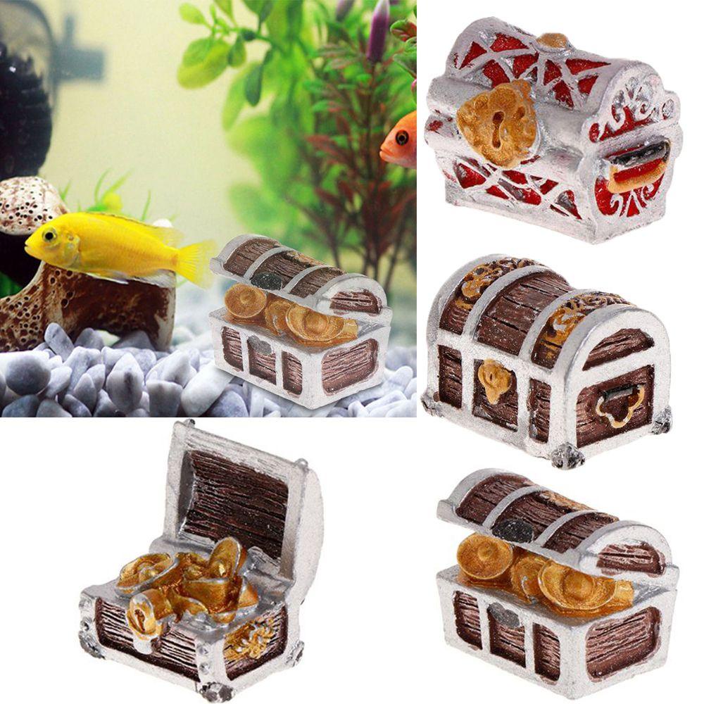 [Elegan] Treasure Chest Box Antik Kreatif Buatan Resin Bajak Laut Dekorasi Rumah Aquarium