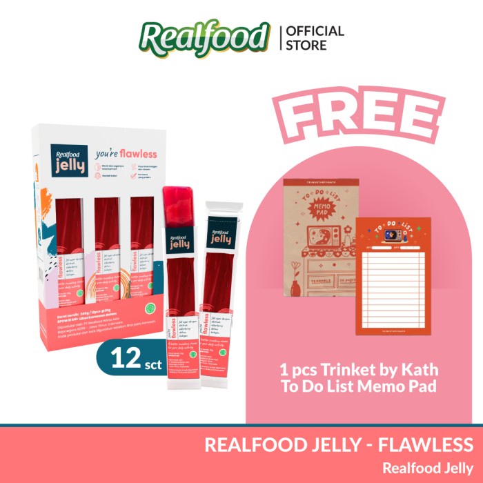 

(BISA COD) Realfood Flawless Jelly Sarang Burung Walet, Kolagen, 12 pcs + Gift