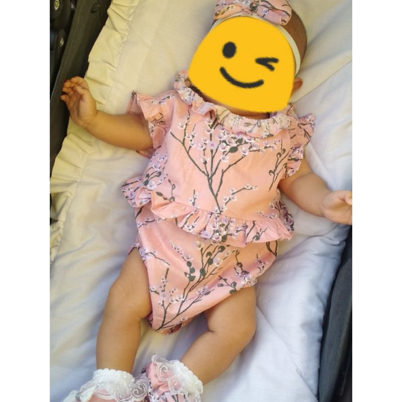 Baju jumper 0 6 bulan bando lucu bestseller anak bayi cewek perempuan murah-5