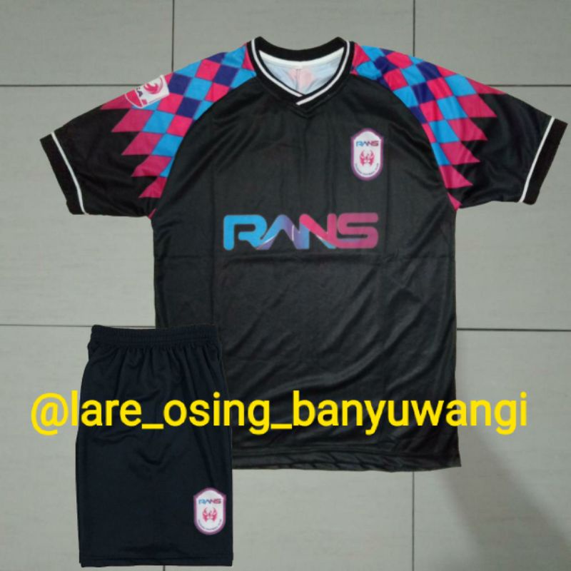 SETELAN DEWASA RANS CILEGON UNITED FC 2021 HOME HITAM JERSEY CELANA LIGA 2 PRINTING LOKAL