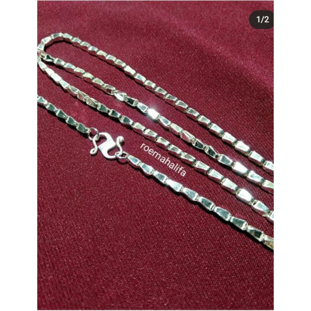 Kalung padi perak asli anak dan dewasa panjang 45 cm (cod)