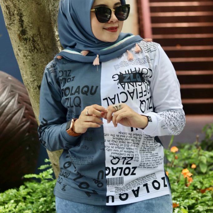 Rv- Blouse atasan zolaqu /kaos zolaqu terbaru / Zolaqu Original - Putih, M