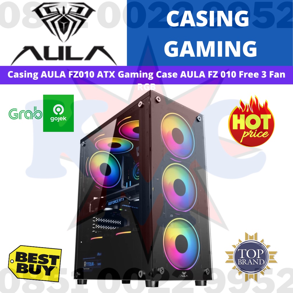 Casing PC Gaming Case AULA FZ010 FZ 010 Free 3 Fan RGB