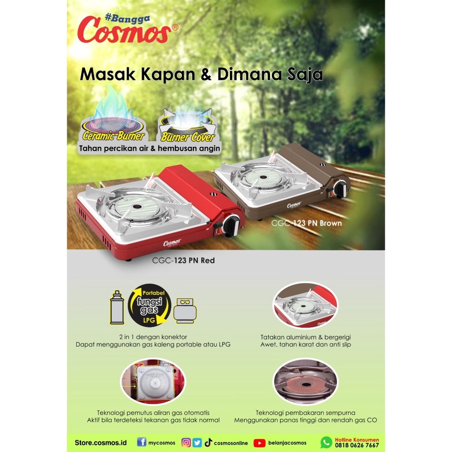 COSMOS CGC-123PN Kompor Gas Portable 2IN1 (Free 1 Gas Buttane)