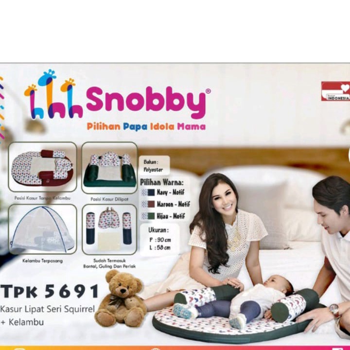 [2 kg] Snobby Kasur Bayi Lipat + Kelambu Print Squirrel Series - TPK 5691