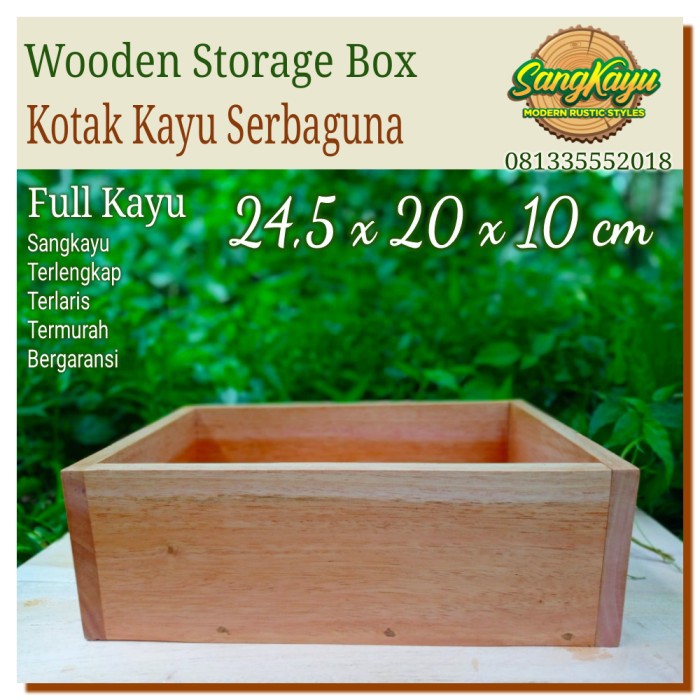 Kotak kayu serbaguna 24,5x20x10cm Kotak Tempat penyimpanan nampan tray