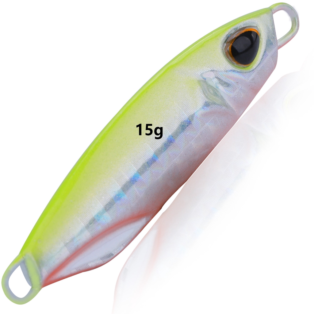 Sougayilang Fishing Lure Micro Metal Jigging Lure Artificial Laser Buatan Tangan Jig Sinking Bait Umpan Pancing Lure Plat Besi Fishing Baits-Color 5# 15g