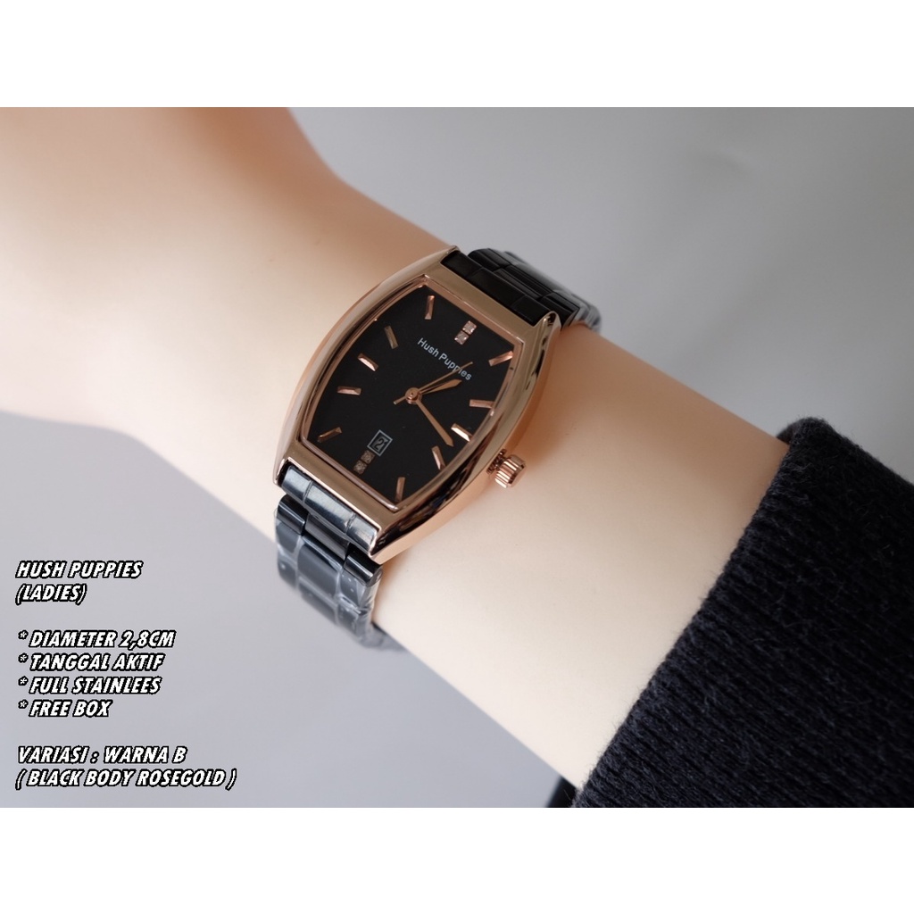 JAM TANGAN WANITA HUSH PUPPIES RANTAI BODY OVAL TANGGAL AKTIF