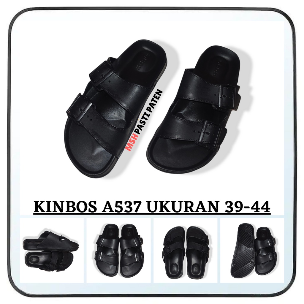 Sandal selop pria model gesper tali 2 merk kinbos ukuran 39-44  warna husus hitam