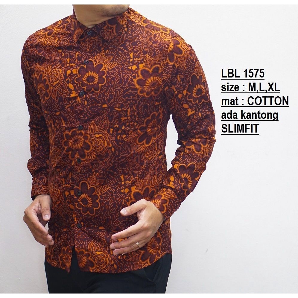 KEMEJA BATIK PRIA SLIM FIT LENGAN PANJAN BATIK PRIA SOLO ORIGINAL COLINDION CBL1092