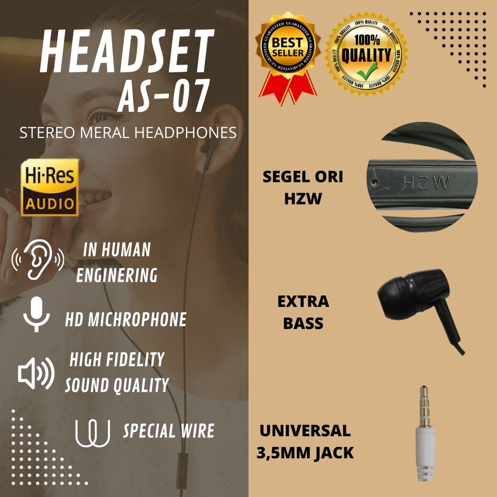 HEADSET / HANDSFREE &lt; IPVONE - AS07 &gt; SUPER BASS + MIC (HOKKY ACC)